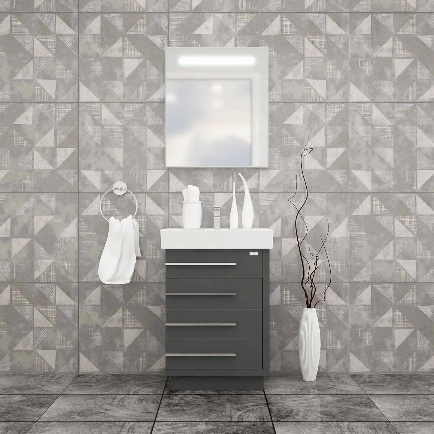 Casa Mare Domenico 24" Bathroom Vanity and Ceramic Sink Combo with LED Mirror - Domenico60GG-24
