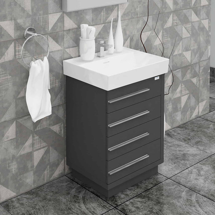 Casa Mare Domenico 24" Glossy Gray Vanity Ceramic Sink Combo - Domenico60GG-24-MSC-S