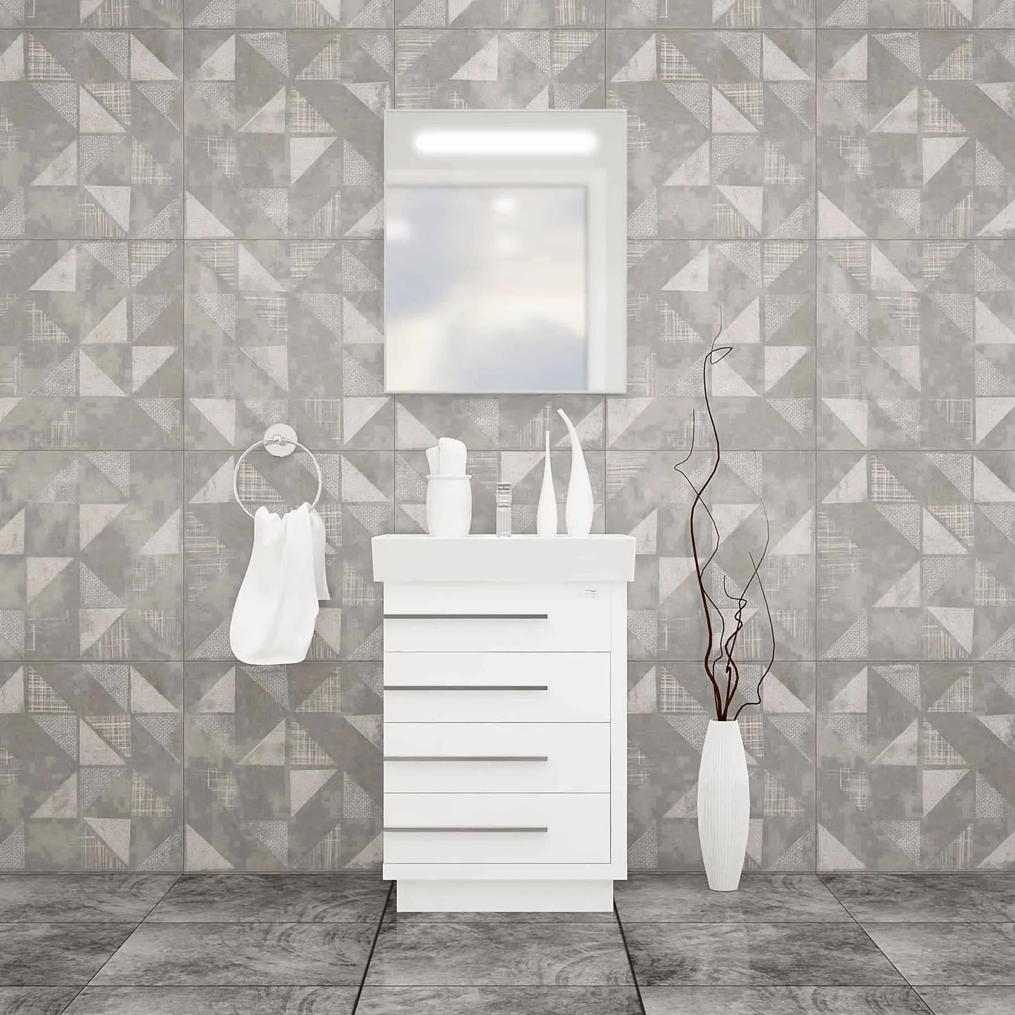 Casa Mare Domenico 32" Bathroom Vanity and Ceramic Sink Combo with LED Mirror - Domenico80GG-32