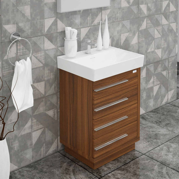 Casa Mare Domenico 32" Matte Walnut Vanity and Ceramic Sink Combo - Domenico80MW-32-MSC-S