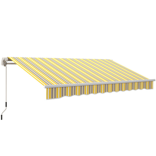 12' x 10' Retractable Awning with Adjustable Design, Sunshade Shelter in Yellow & Grey