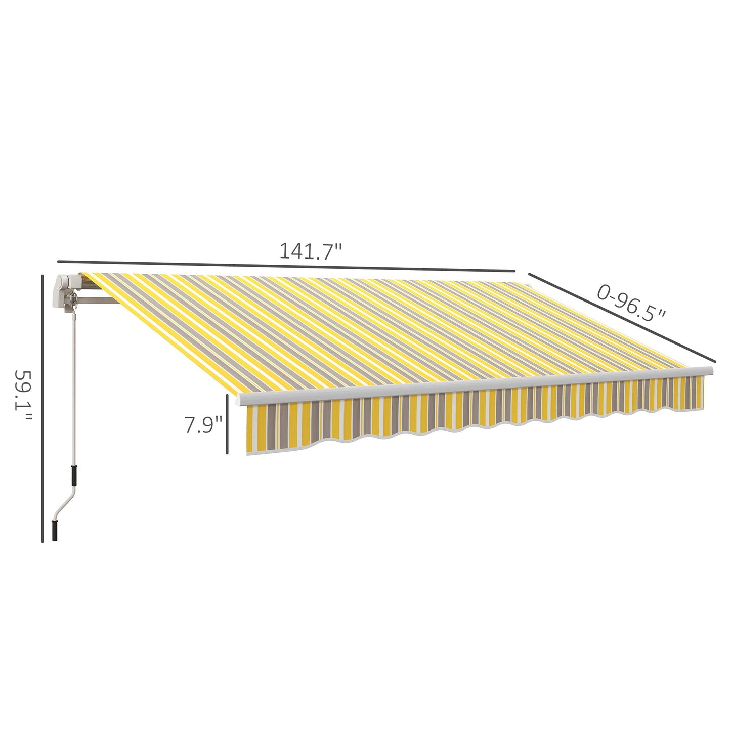 Outsunny 12' x 10' Retractable Awning with Adjustable Design, Sunshade Shelter in Yellow & Grey - 840-207YL