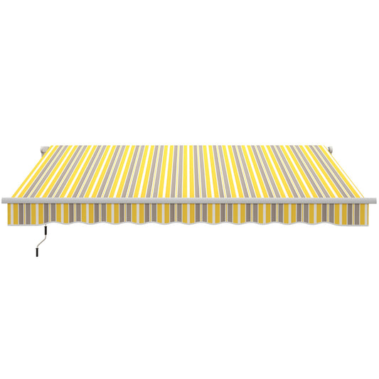 12' x 10' Retractable Awning with Adjustable Design, Sunshade Shelter in Yellow & Grey