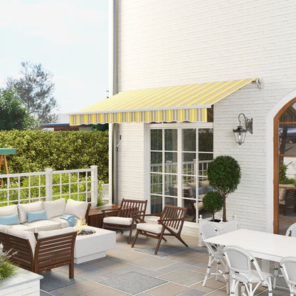 Outsunny 12' x 10' Retractable Awning with Adjustable Design, Sunshade Shelter in Yellow & Grey - 840-207YL