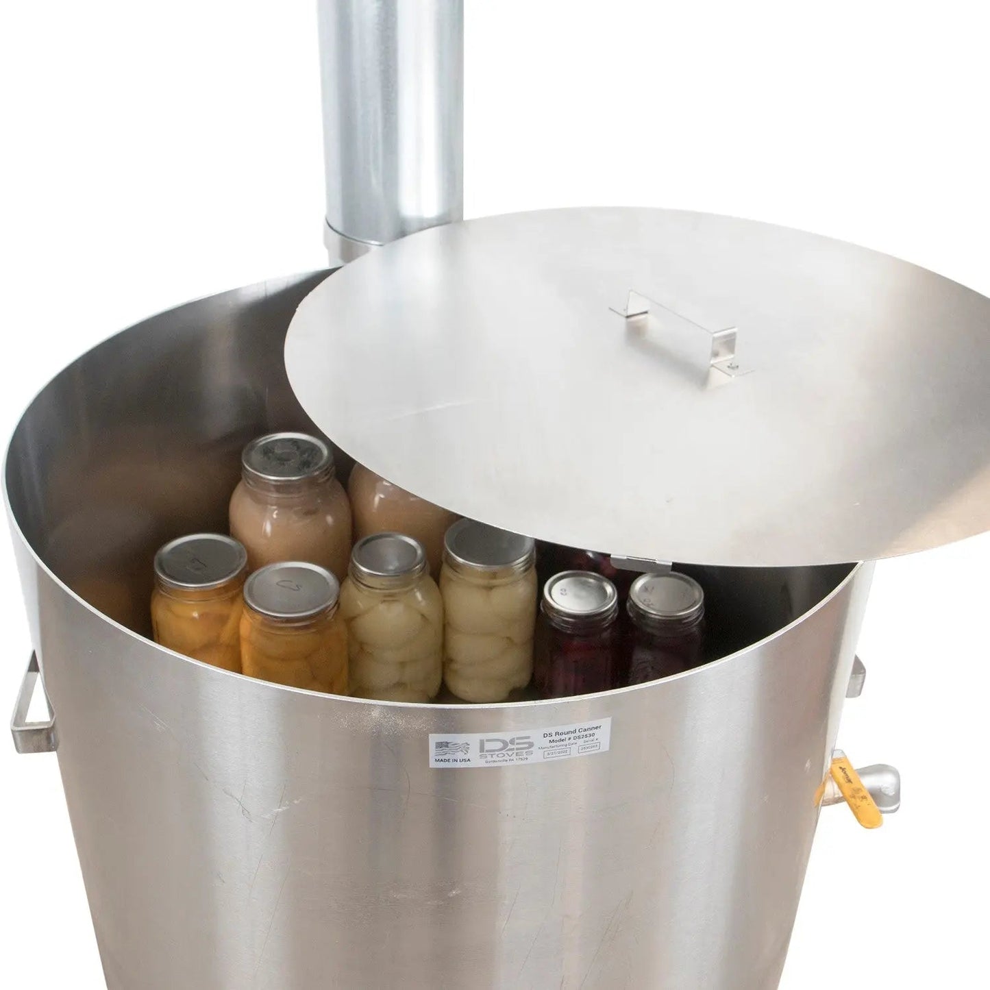 DS - Large Round Canner - 30 Gallon - 30 quart Jars Per Layer - Outdoor Wood or LP Fired - Canner, Corn Cooker, Meat Scalder, Blancher - 3306-DS2530