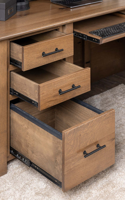 QW Amish Settlers L Shape Desk w/ Optional Hutch - 857W-SET-703-LD