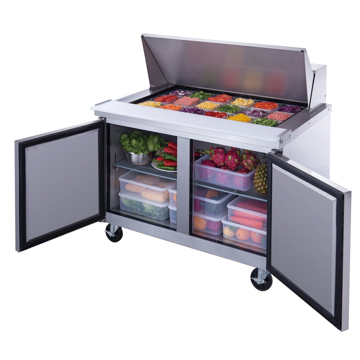 Chef AAA - TSP48M Commercial  48" 18 Pan Salad Sandwich Food Prep Table Refrigerator Mega Top
