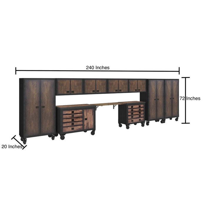 Duramax 10 Piece-Garage Storage Combo Set with Tool Chests, Wall Cabinets, Free Standing Cabinets and Folding Table