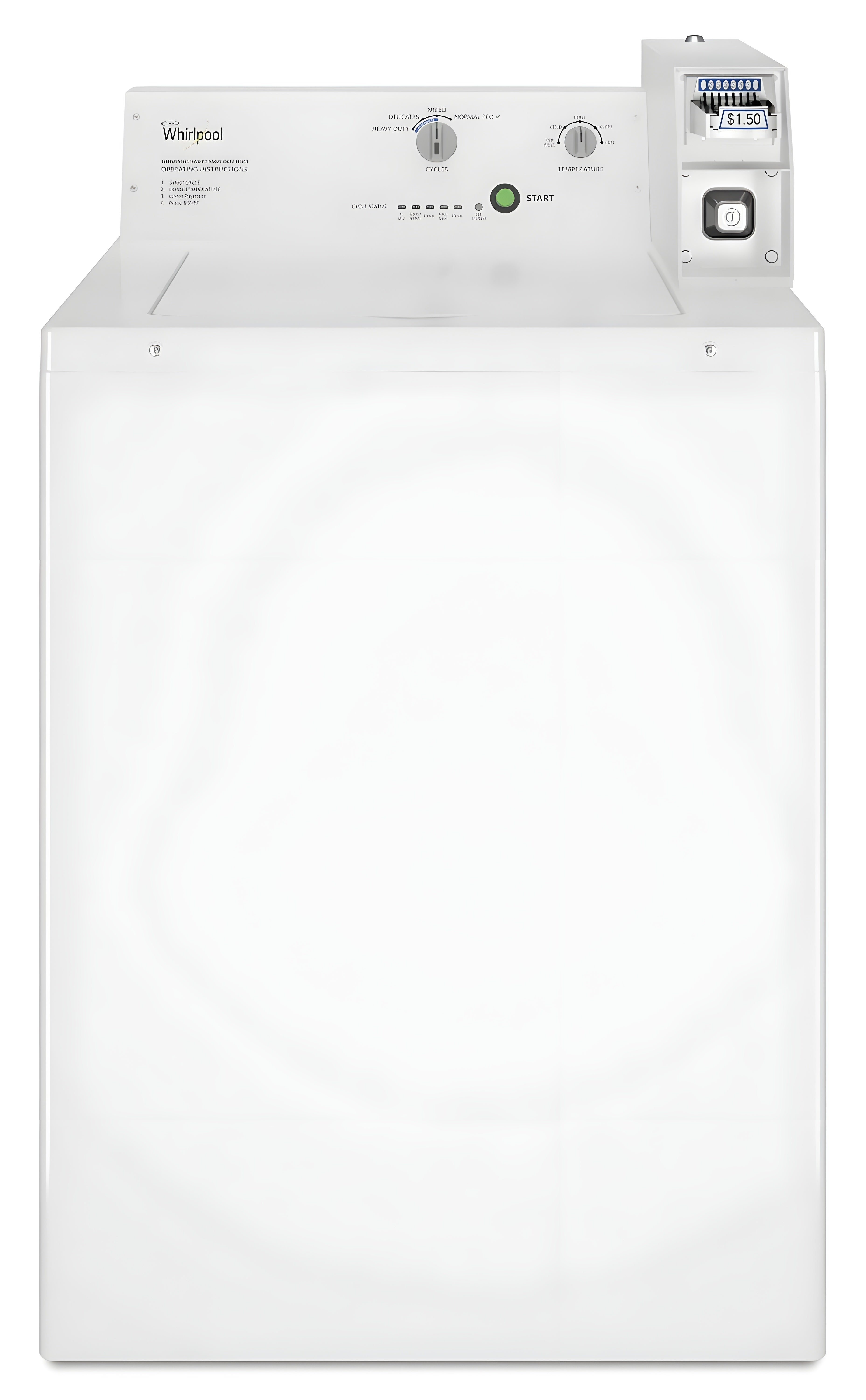 WHIRLPOOL CAE2745FQ Commercial Top-Load Washer, Coin Equipped White - CAE2745FQ