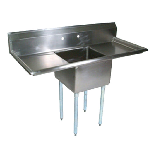 John Boos E1S8-24-14T24 One-Compart. E-Series Sink with Two 24" L&R Drainboards - JBE1S82414T24