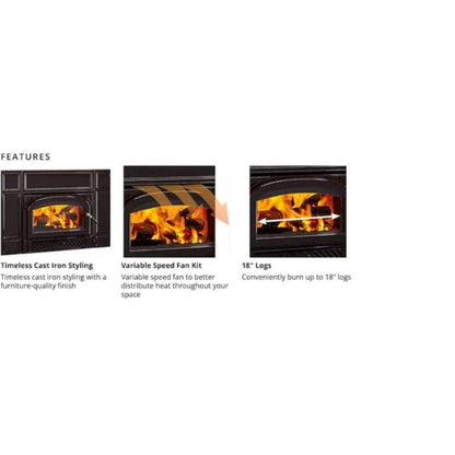Vermont Castings Gifford Cast Iron Wood Burning Fireplace Insert - GIFFORD-CB