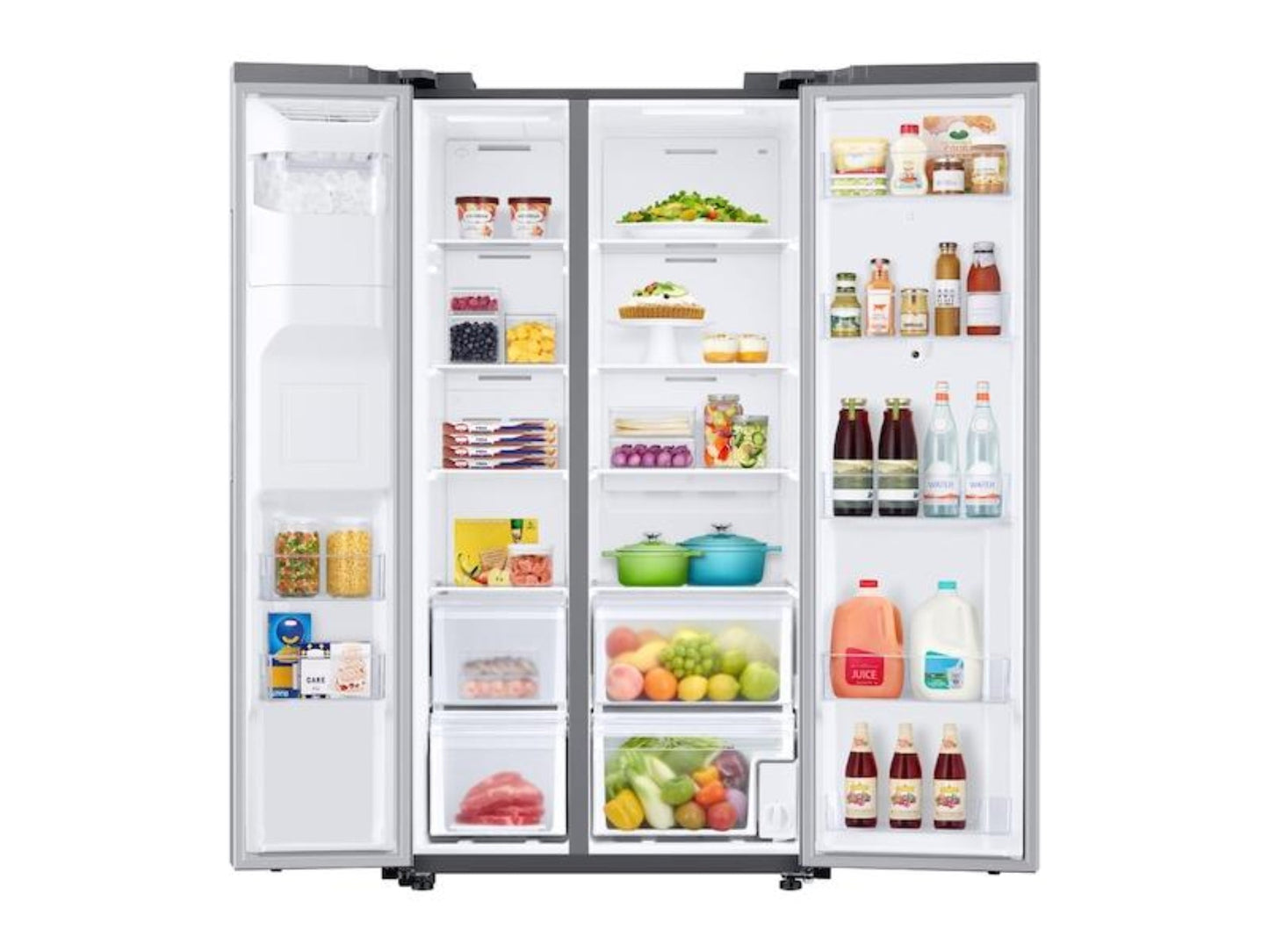 SAMSUNG 22 cu. ft. Counter Depth Side-by-Side Refrigerator with Touch Screen Family Hub™ in Stainless Steel - RS22T5561SR-KT