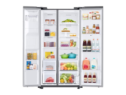SAMSUNG 22 cu. ft. Counter Depth Side-by-Side Refrigerator with Touch Screen Family Hub™ in Stainless Steel - RS22T5561SR-KT