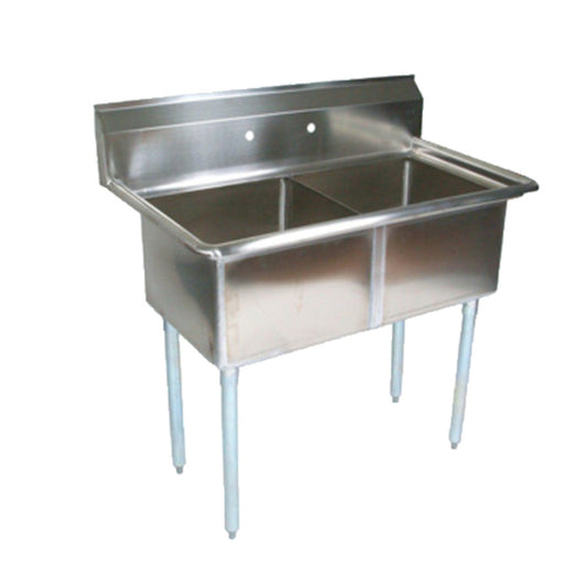 John Boos E2S8-18-12 E-Series Sink with Two 18" x 18" x 12" Compartments - JBE2S81812