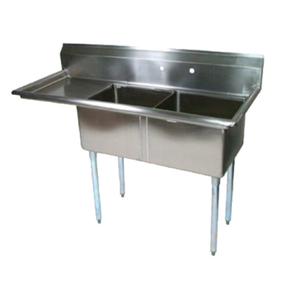John Boos E2S8-18-12L18 Two-Compartment E-Series Sink with 18" Left Drainboard - JBE2S81812L18