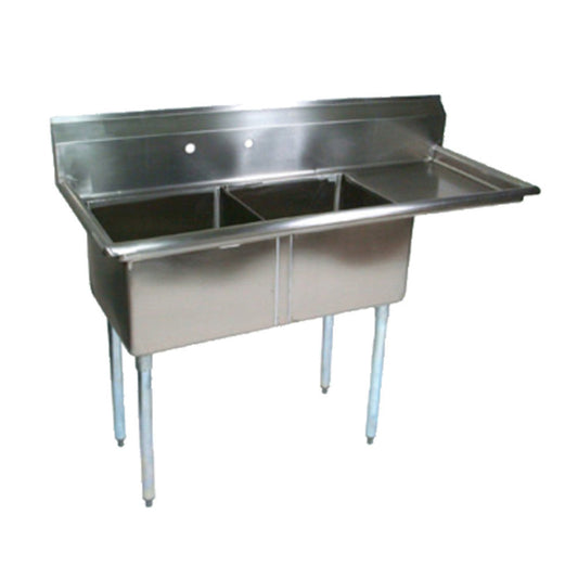 John Boos E2S8-18-12R18 Two-Compartment E-Series Sink with 18" Right Drainboard - JBE2S81812R18