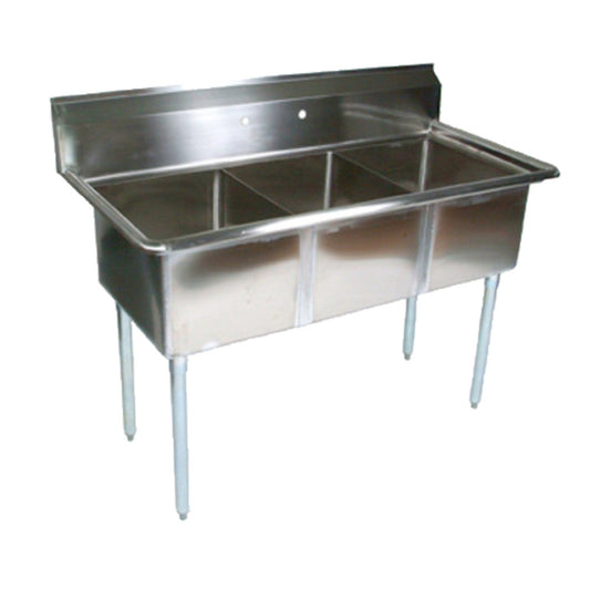 John Boos E3S8-24-14 E-Series Sink with Three 24" x 24" x 14" Compartments - JBE3S82414