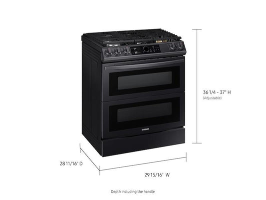 SAMSUNG 6.3 cu ft. Smart Slide-in Gas Range with Flex Duo™, Smart Dial & Air Fry in Black Stainless Steel - NY63T8751SG-KT