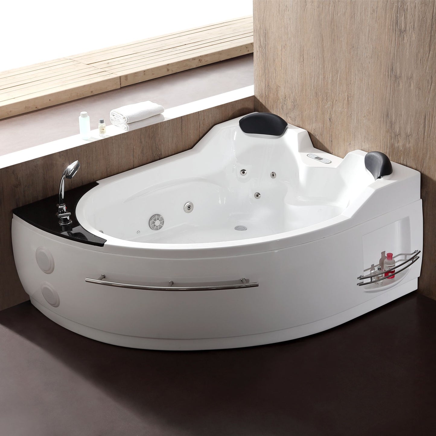EAGO  5.5 ft Left Corner Acrylic White Whirlpool Bathtub for Two - AM113ETL-L