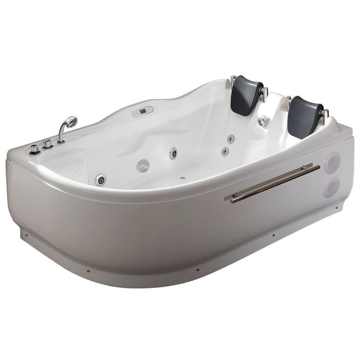 EAGO 6 ft Left Corner Acrylic White Whirlpool Bathtub for Two AM124ETL-L