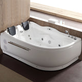 EAGO 6 ft Right Corner Acrylic White Whirlpool Bathtub for Two AM124ETL-R