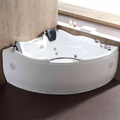EAGO 5 ft Corner Acrylic White Whirlpool Bathtub for Two w Fixtures - AM125ETL