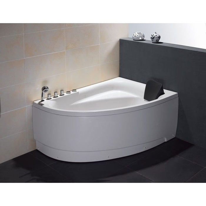 EAGO 59" Single Person Corner White Acrylic Whirlpool Bath Tub AM161-L