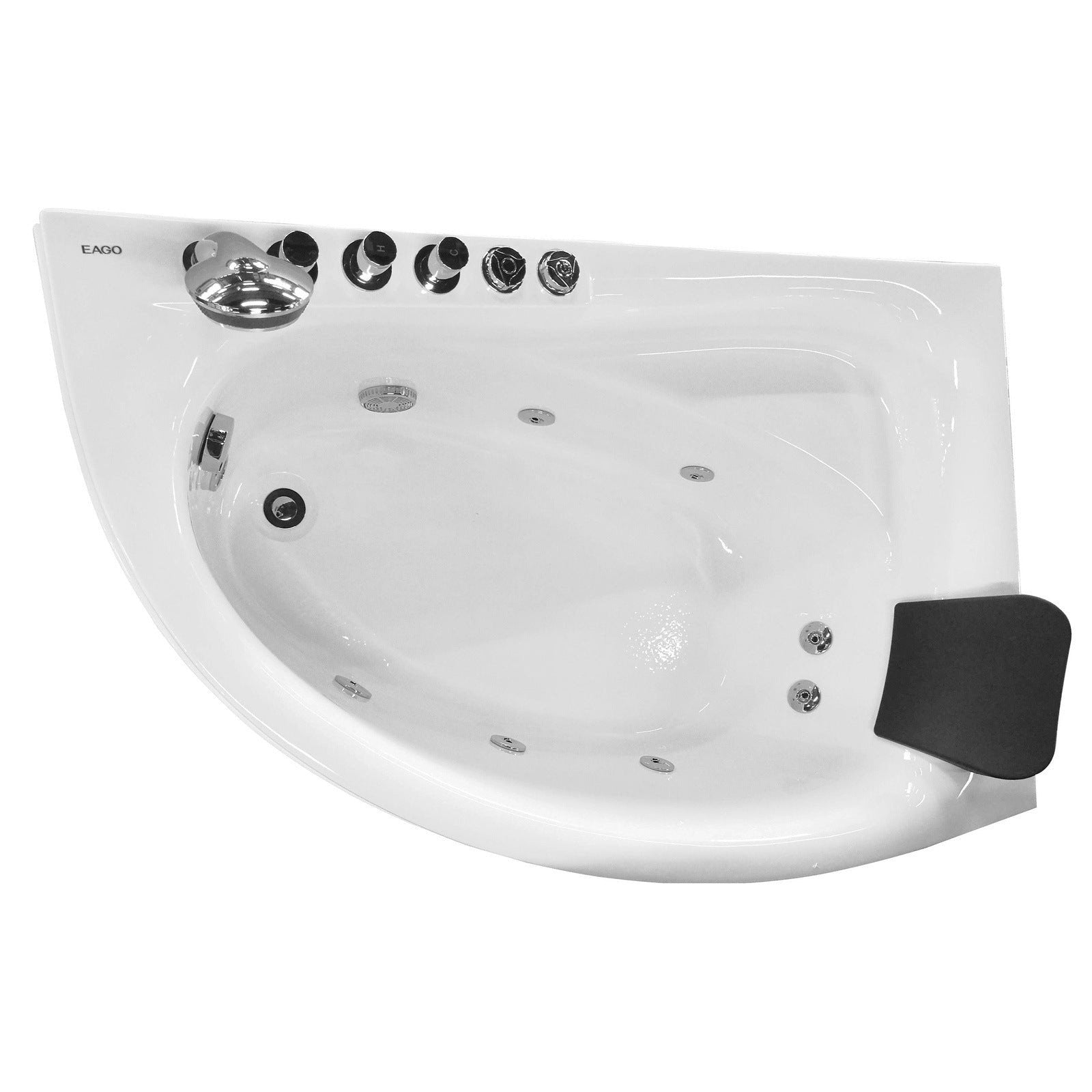 EAGO 59" Single Person Corner White Acrylic Whirlpool Bath Tub AM161-L