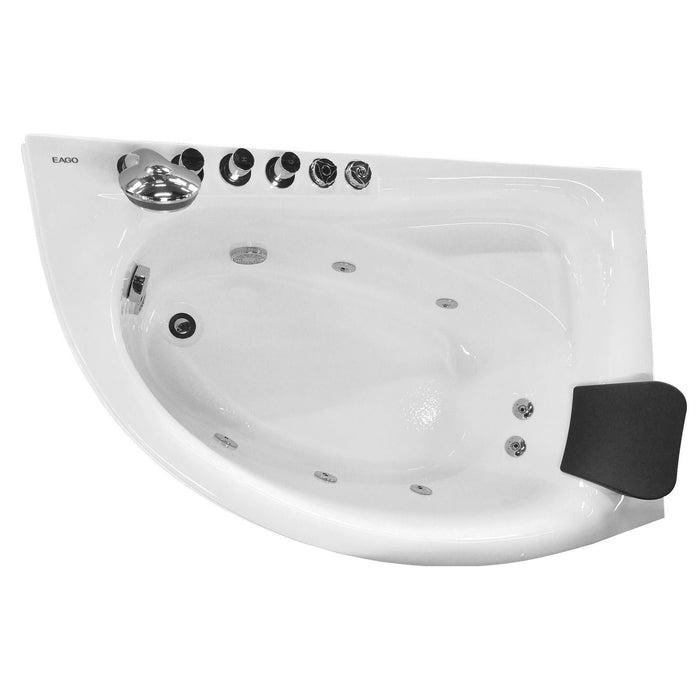 EAGO 59" Single Person Corner White Acrylic Whirlpool Bath Tub AM161-L