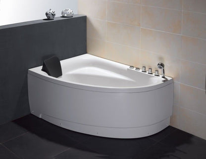EAGO 59" Single Person Corner White Acrylic Whirlpool BathTub - AM161-R