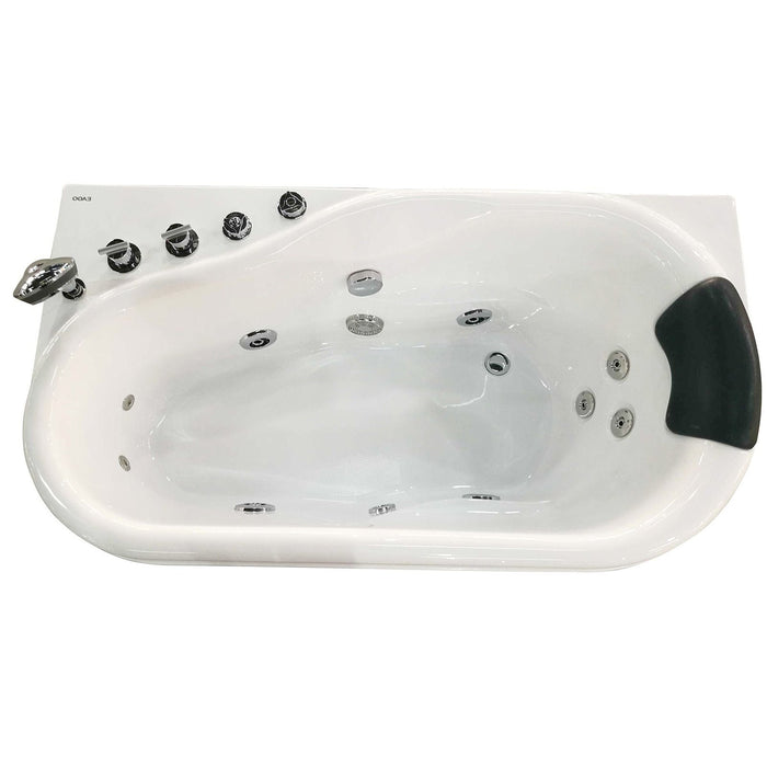 EAGO 57'' White Acrylic Corner Jetted Whirlpool Bathtub W/ Fixtures AM175-L