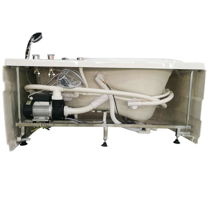 EAGO 57'' White Acrylic Corner Jetted Whirlpool Bathtub W/ Fixtures AM175-R