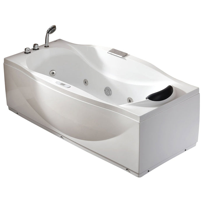 EAGO 6 ft Left Drain Acrylic White Whirlpool Bathtub w/ Fixtures AM189ETL-L