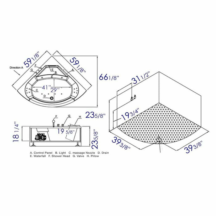 EAGO 5 ft Clear Rounded Corner Acrylic Whirlpool Bathtub for Two AM197ETL