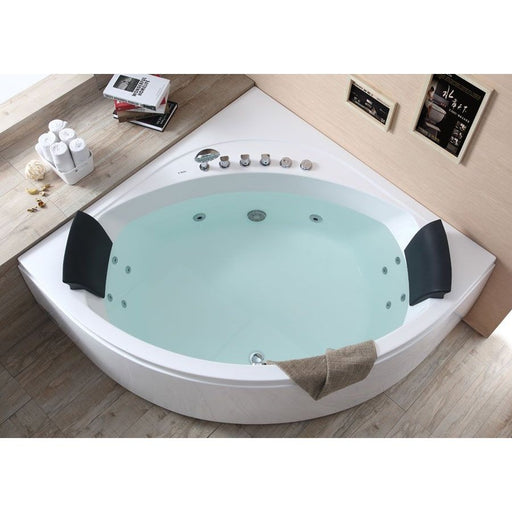 EAGO 5' Rounded Modern Double Seat Corner Whirlpool Bath Tub with Fixtures AM200