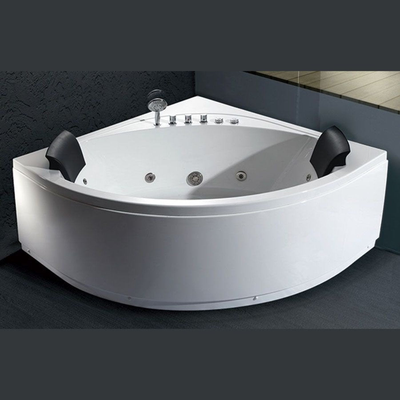 EAGO 5' Rounded Modern Double Seat Corner Whirlpool Bath Tub with Fixtures AM200