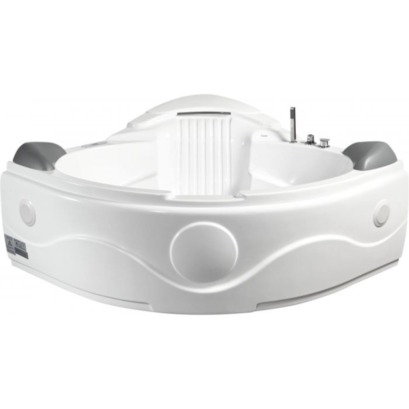 EAGO 5 ft Corner Acrylic White Waterfall Whirlpool Bathtub for Two AM505ETL