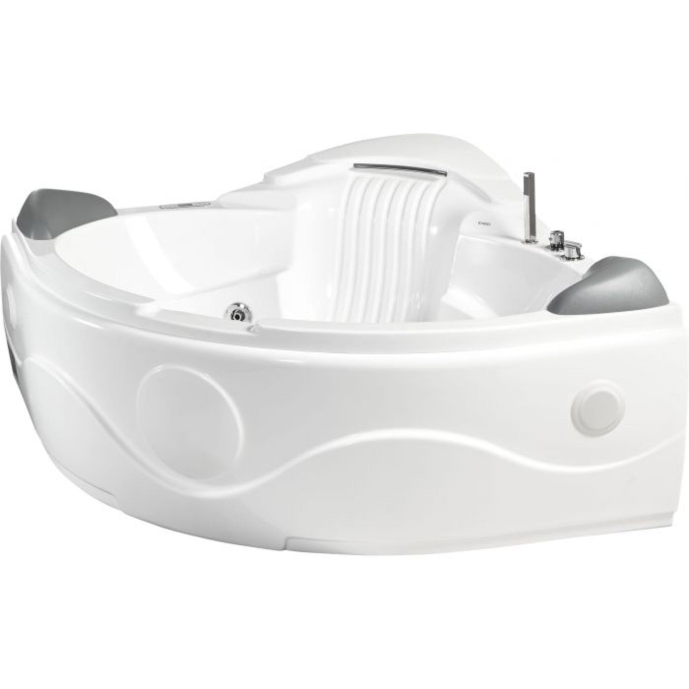 EAGO 5 ft Corner Acrylic White Waterfall Whirlpool Bathtub for Two AM505ETL