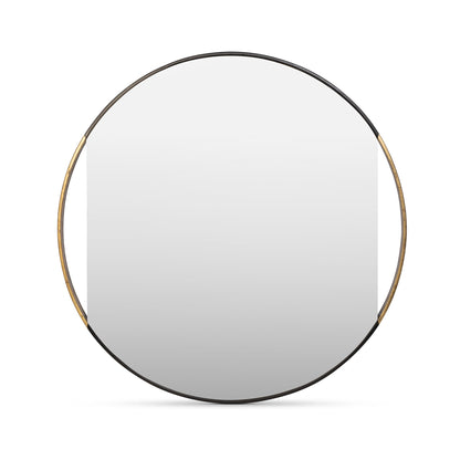 Park Hill Collection Clark Geometric Round Mirror with Antique Gold Rim - Elevate Your Modern Home Décor Today! - EWI20236