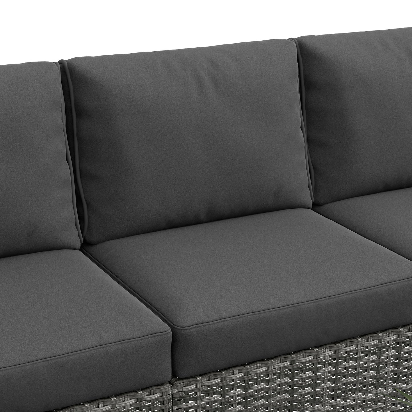 Outsunny 5 Piece Patio Furniture Set with Sofa, Loveseat, Storage Table, Cushions, Dark Gray - 860-309V00GG