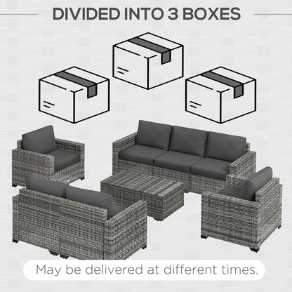 Outsunny 5 Piece Patio Furniture Set with Sofa, Loveseat, Storage Table, Cushions, Dark Gray - 860-309V00GG
