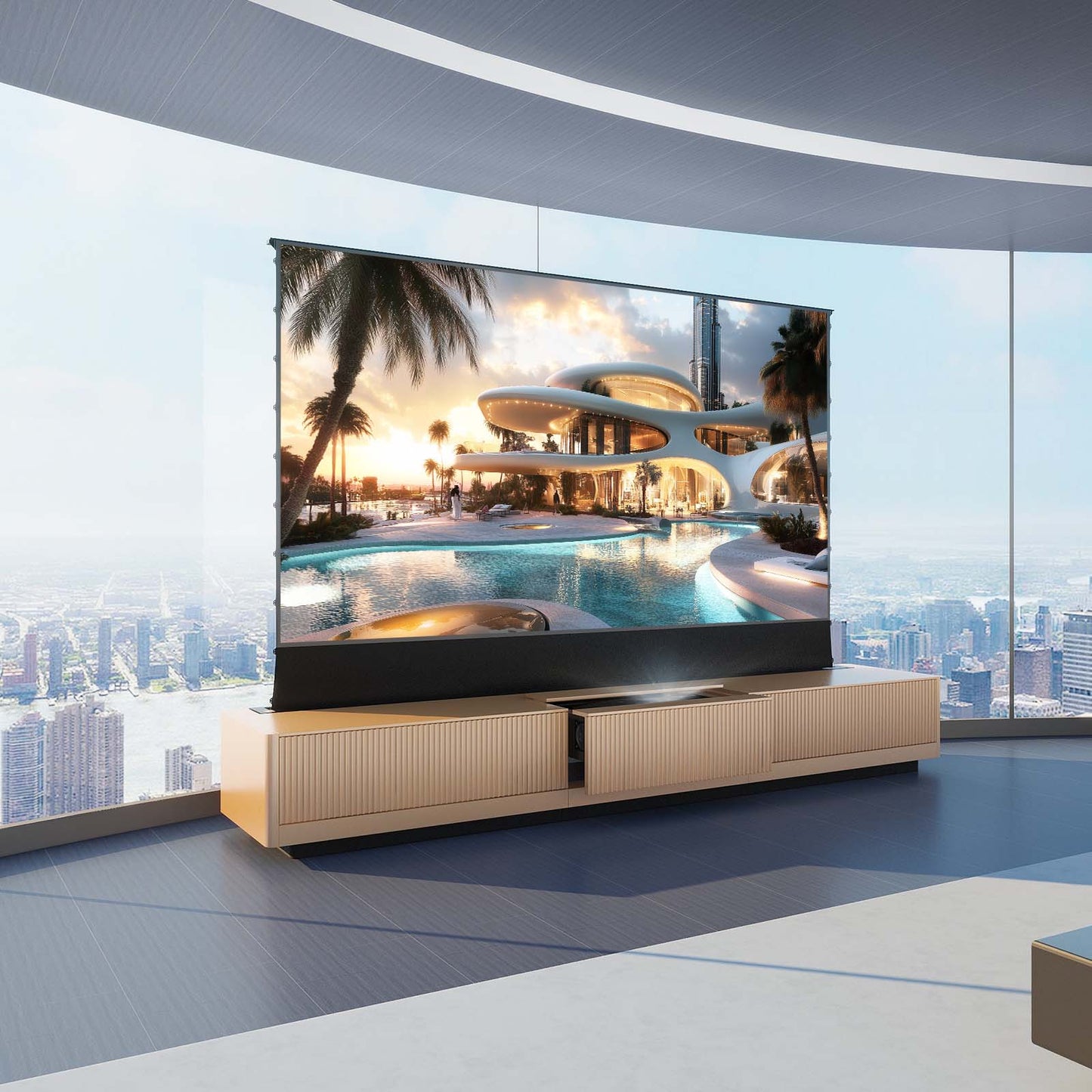 VIVIDSTORM Motorized Laser TV Cabinet Geneva - VC49GE100C