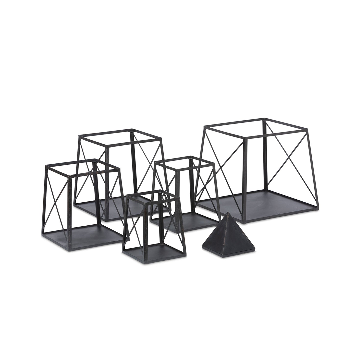 Park Hill Collection Stackable Antique Black Obelisk - Versatile Iron Display Shelf with Unique Tiers for Stylish Storage - EGG30253