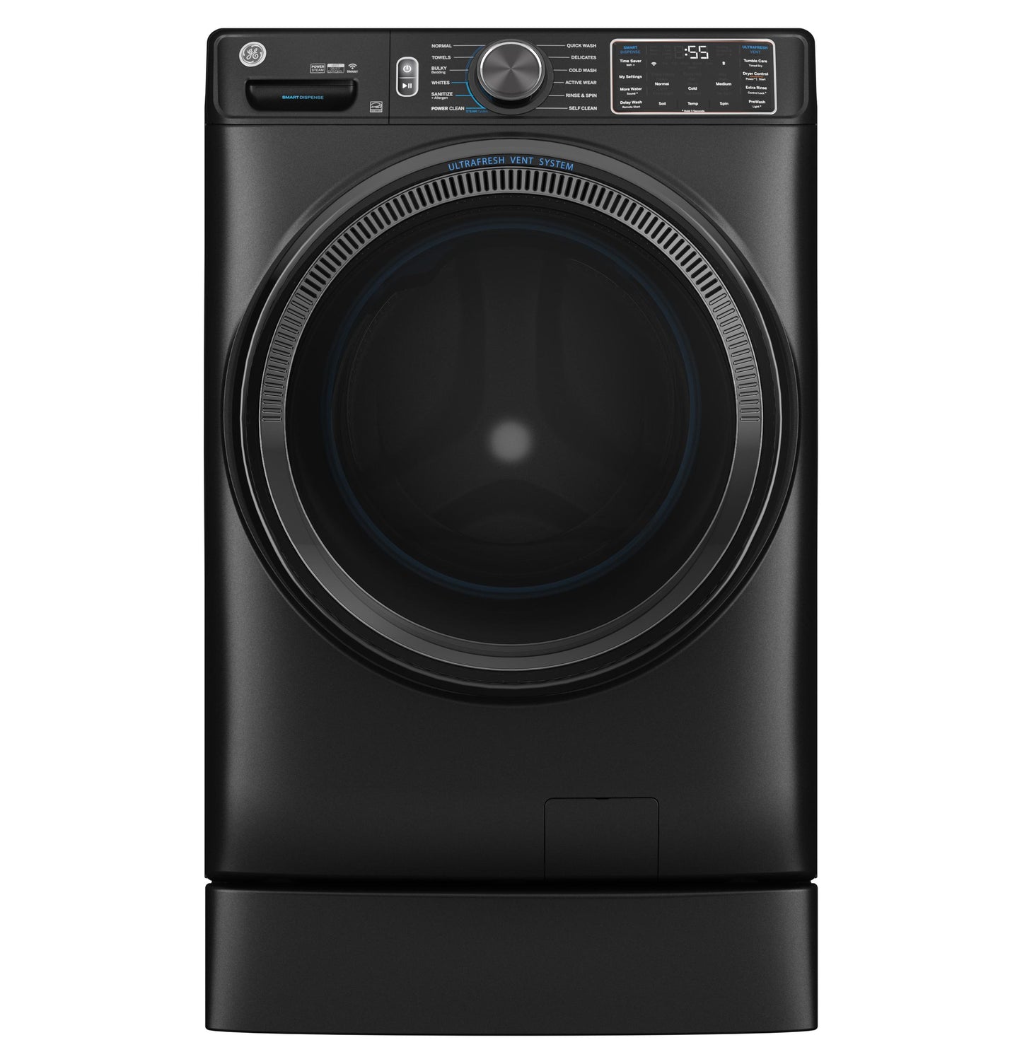 GE 5.0 cu. ft. Smart Front Load Washer, SmartDispense, UltraFresh Vent, OdorBlock, Sanitize + Allergen – GFW655SPVDS-KT