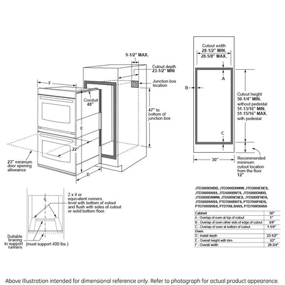GE APPLIANCES JTD3000SNSS GE® 30" Smart Built-In Self-Clean Double Wall Oven with Never-Scrub Racks - JTD3000SNSS-KT