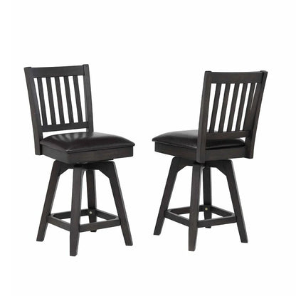 ECI Furniture Ashford 24" Slat Back Swivel Counter Stool With Vinyl Seat (Set of 2) - EC-1859-23-CS