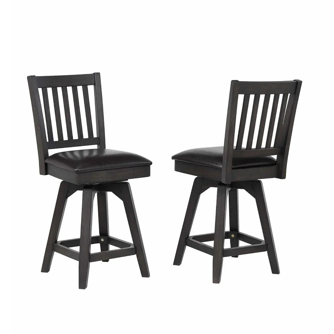 ECI Furniture Ashford 24" Slat Back Swivel Counter Stool With Vinyl Seat (Set of 2) - EC-1859-23-CS