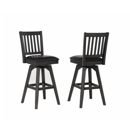 ECI Furniture Ashford 30 Slat Back Swivel Bar Stool with Vinyl Seat Set of 2 - EC-1859-23-BS