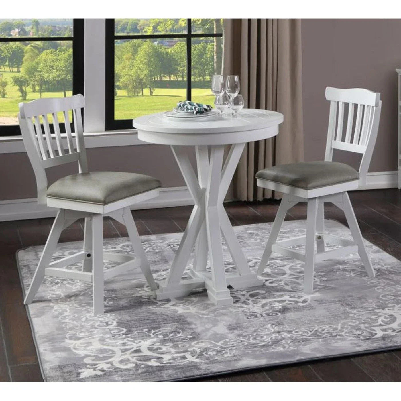 ECI Furniture Bianca Tulip Counter Swivel 24 Stool with Gray Vinyl Seat Set of 2 - EC-1060-01-CS1