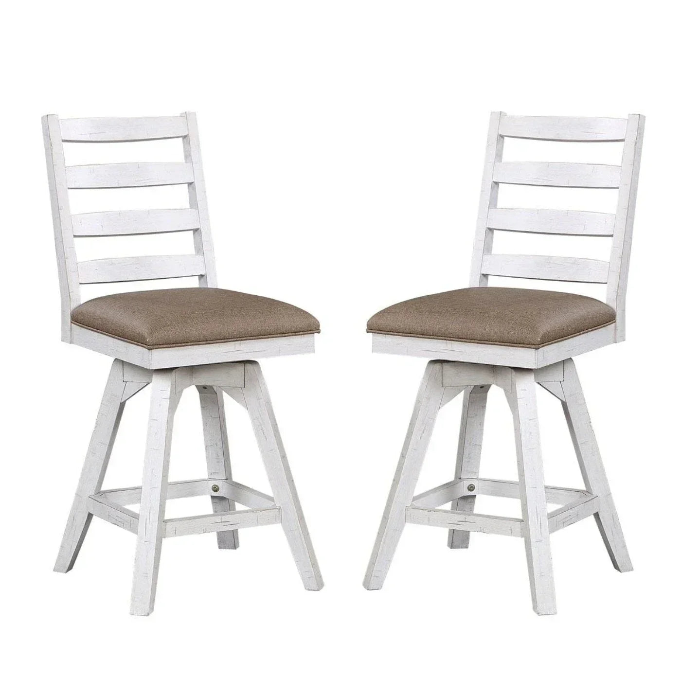 ECI Furniture La Sierra 24 Ladder Back Counter Swivel Stool with Brown Vinyl Seat Set of 2 - EC-1164-22-CS1